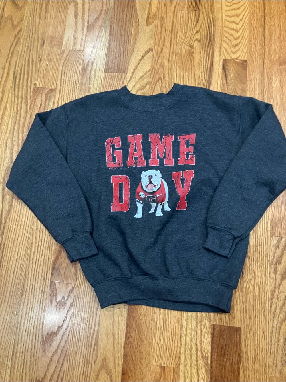 Gildan Kids Georgia Sweatshirt with Red GAME DAY Bulldog Graphic Sz S (8) EUC